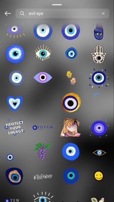 an iphone screen with various stickers on it