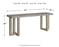 the width of a bench with measurements for each side and top section, including height