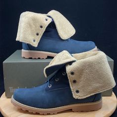 Timberland 6” Heritage Roll Top Navy Blue Nubuck Boots Mens Size 7/ 8.5 Wmns >Brand New Never Worn And In Amazing Condition, Comes With Box! No Rips/Tears/Stains Anywhere On The Shoes. If You Have Any Questions Please Message Me And I’ll Get Back To You As Quickly As Possible. >If You Like This Pair Of Shoes You May Like Some Of My Other Pairs As Well, I Have Over 500 Pairs To Choose From I Give Discounts On All Bundles Timberland High-top Winter Boots, Blue Winter Boots With Rubber Sole, Winter Blue Boots With Rubber Sole, Blue Timberland Boots With Round Toe, Blue Timberland Leather Boots, Blue Leather Timberland Boots, Blue Insulated Winter Boots, Navy Blue Boots, Lace Up Boots Women