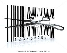 a pair of scissors cutting the bar code