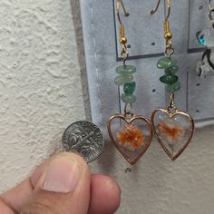 Orange White And Green Resin Dangles With Flowers And Stones Hand Crafted Fair Day, Jewelry Hand, Hand Crafted Jewelry, Craft Fair, Crafted Jewelry, Jewelry Diy, Orange White, Green Orange, Craft Fairs