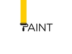 the word paint written in black and yellow with a pencil sticking out of it's end