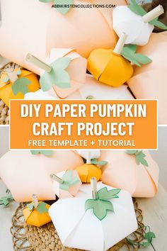 paper pumpkin craft project with text overlay