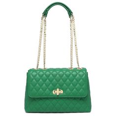 PRICES MAY VARY. Classic and functional quilted crossbody bags for women, well made with high-quality vegan leather that's lightweight, durable, and soft. The outer shell of green purses for women can pass California prop65. Accented with polished gold tone hardware and fashion chain straps. Quilted bag flap with distinctive Twist-Lock closure and comes with a dust bag and company gift bag. Roomy shoulder bag for women with two main compartments, a zippered middle compartment, 1 inner side zippe Green Purse, Cute Wallets, Quilted Purses, Kelly Bag, Crossbody Bags For Women, Quilted Crossbody Bag, Quilted Bag, Small Crossbody Bag, Womens Crossbody Bag