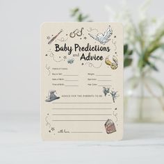 a baby dedication and advice card with an illustration