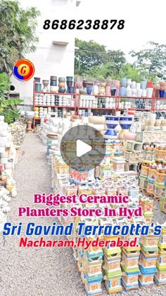 an advertisement for the biggest ceramic planters'store in fyja, sri