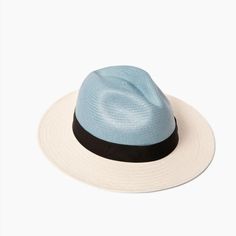 A spin on the authentica Panama hat, this two toned toquilla straw fedora is a modernized version of a classic. Just like our city hat: Chandler, this hat features a cool color block of light blue and white with a fresh flat straight brim. Perfect for inside or outside - this hat definitely has a VIBE. Hand Weaving