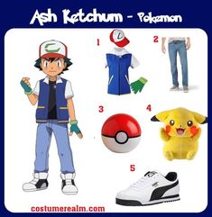 the pokemon costumes are all different styles and sizes, but one is for each character