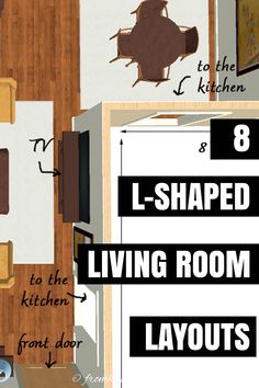 the floor plan for an l - shaped living room layout