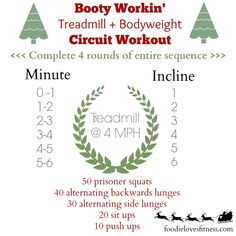 an info sheet with instructions for body work and circuit workouts in the form of a wreath