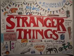 a poster with the words'strange things'written on it