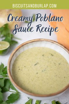 Served piping hot, this poblano sauce is an amazing addition to burritos, tacos, enchiladas or your favorite fish, chicken or beef dish. Creamy Poblano Sauce Recipe, Savory Dutch Baby, Poblano Sauce, Squash Pie, Irish Beef Stew, Sauces Recipes, Grilled Ham, Pecan Salad, Blackened Chicken