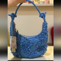 New Viral Beaded Shoulder Bag Elegant Spring Beaded Shoulder Bag, Blue Shoulder Bag For Formal Occasions In Spring, Formal Blue Shoulder Bag For Spring, Summer Blue Beaded Shoulder Bag, Blue Beaded Evening Bag For Party, Blue Embellished Shoulder Bag For Party, Chic Embellished Blue Bag, Chic Blue Embellished Bag, Elegant Blue Beaded Bag