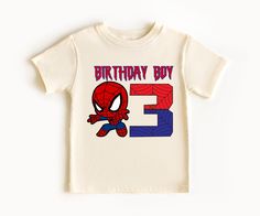 Personalized Spiderman Birthday Boy and Girl T-Shirt, Custom Spiderman Birthday Shirt, Birthday Boy Gift, Family Matching Birthday Shirt, Tank Top, Woman V-Neck Unisex Short Sleeve Tee * 100% Airlume combed and ringspun cotton (fiber content may vary for different colors) * Light fabric (4.2 oz/yd² (142 g/m * Tear away label * Runs true to size * Non-chlorine: bleach as needed; Tumble dry: low heat; Iron, steam or dry: medium heat; Do not dryclean; Machine wash: cold (max 30C or 90F). * One-sided printing is included in the price. * You can message us 24/7 for any questions. We will reply to you as soon as possible. (including Saturday and Sunday) HOW TO ORDER: 1- Select the shirt color. 2- Select the shirt size. 3- Click to Add to Cart. ---------- Production and Shipping ---------- Produc Spiderman Birthday Shirt, Custom Spiderman, Matching Birthday Shirts, Bookclub Gifts, Spiderman Birthday, Birthday Gifts For Boys, Girl T Shirt, Boy And Girl, Birthday Boy