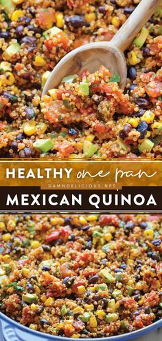 healthy mexican quisadilla recipe in a skillet with a wooden spoon