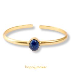 Let yourself be enchanted by our handmade bangles with a delicate gemstone. The perfect gift for yourself or a loved one. Wear a piece of nature that is as unique as you are. Gemstone meaning Moonstone promotes feminine energy, intuition and empathy. It harmonizes emotional balance and supports new beginnings. Details Bangle: gold-plated brass Gemstone: lapis lazuli Size: adjustable from 14 to 18.5 cm Nickel, cadium and lead free Adjustable Celestial Gemstone Jewelry, Adjustable Celestial Bracelet Gift, Adjustable Celestial Bracelets As A Gift, Adjustable Celestial Bracelet For Gifts, Adjustable Celestial Style Bracelet Gift, Celestial Bangle Bracelets For Gift, Adjustable Spiritual Cuff Bracelet With Gemstone, Adjustable Natural Stones Bangle For Gift, Adjustable Spiritual Gemstone Cuff Bracelet