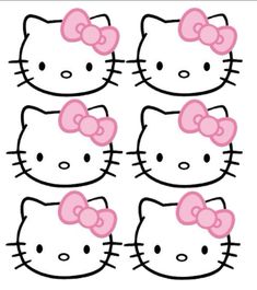 hello kitty stickers with pink bows on the top, and two smaller ones at the bottom