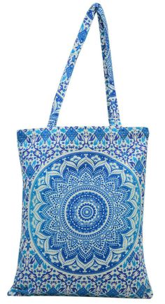 Blue Mandala Reusable Shopping Bag Cotton Handmade Casual Shoulder Strap Bags These Mandala bags are in enough demand in the market because of its brilliant looks & multipurpose use. Mandala bags give a combined appearance of both classic and trendy look. These colorful mandala bags can be used as shoulder bag, shopping bag, swimming bag, walking bag, trips bag, sport practices bag, travel bag, camping bag, gym bag, yoga bag, casual bag, unisex bag & multipurpose bag & many more.... These bags a Eco-friendly Blue Shoulder Bag For Market, Bohemian Blue Canvas Bag For Everyday Use, Blue Canvas Shoulder Bag Gift, Blue Canvas Shoulder Bag For Gift, Blue Bohemian Shoulder Bag For Shopping, Handmade Blue Canvas Bag For Daily Use, Bohemian Cotton Shoulder Bag, Blue Bohemian Gift Bag, Blue Tote Shoulder Bag For Market