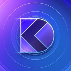 a blue and purple circle with the letter k on it