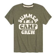 He'll love the look of this boys' Summer Camp Crew graphic tee. He'll love the look of this boys' Summer Camp Crew graphic tee. FEATURES Crewneck Short sleevesFABRIC & CARE Solid colors: cotton; Heather colors: cotton, polyester Machine wash Imported Size: X Large. Color: Green. Gender: male. Age Group: kids. Camp Tshirt Designs, Summer Camp Boys, Camp Shirt Designs, Summer Camp Themes, Camp Brand, Kids Uniforms, Camping Tee, Summer Camps For Kids, Camping Signs