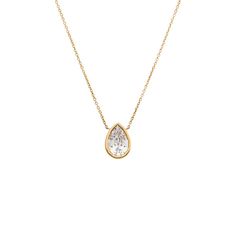 14K Gold / 1.5 CT Lab Grown Diamond Pear Bezel Necklace 14K - Adina's Jewels Diamond Anklet, Bezel Necklace, Bold Rings, Gold Cocktail Ring, Anklet Bracelet, Charm Bangle, Diamond Bracelets, Chain Pendants, Ring Necklace