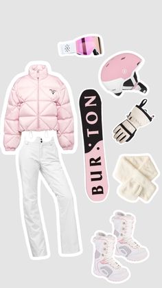 Pink Snowboard Outfit, Snow Skiing Outfits For Women, Pink Ski Outfit, Skii Outfit, Cute Skiing Outfit, Cute Ski Outfit, Ski Outfit Aesthetic, Pink Snowboard, Cute Ski Outfits