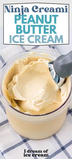 an ice cream in a glass bowl with a spoon on the side and text overlay that reads, i dream of ice cream