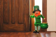 a little boy dressed up as a lepreite