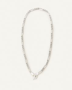 Sterling silver classic fígaro style chain with unique toggle closure. Silver Chain Link Necklace With Toggle Clasp, Silver Chain Necklace With Toggle Clasp, Elegant Silver Toggle Necklace With Oval Link, Elegant Silver Oval Link Toggle Necklace, Elegant Sterling Silver Chain Link Toggle Necklace, Silver Link Toggle Necklace, Elegant Sterling Silver Toggle Necklace With Silver Chain, Modern Silver Toggle Necklace With Lobster Clasp, Silver Toggle Clasp Link Necklace