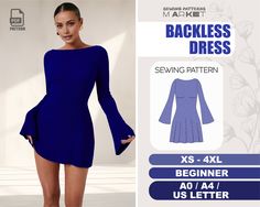 the backless dress sewing pattern is shown