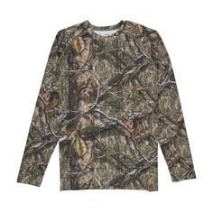 Mossy Oak® Camo Long Sleeve Performance shirt is a crew neck that comes in three of Mossy Oak® most popular patterns. Stay hidden in a 88% polyester 12% Spandex shirt with quick drying fabric & UPF 50 sun protection. Perfect for the great outdoors, you'll be well hidden in the woods ready for your next catch. Camo Long Sleeve Shirt Outfit, Camo Top Outfit, Camo Shirt Outfit, Long Sleeve Shirts Men, Army Jeans, Camo Clothes, Camo Long Sleeve Shirt, Blue Banisters, Long Sleeve Shirt Outfits