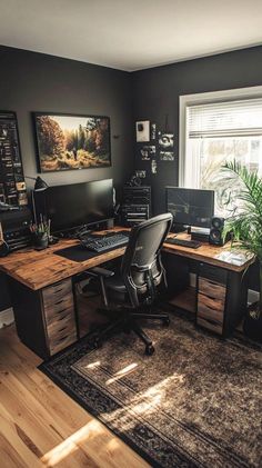 Mens Bedroom Decor, Stylish Tips, Bedroom Setup, Door Design Modern, Computer Room, Gaming Room Setup, Workspace Inspiration