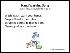 a hand washing song with instructions for children