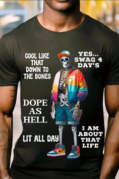 Funny Cool Street Skeleton Man In Shorts Shirt Trap Shirt Men Women Urban Gangster Gangsta Thug Life Hood Hip Hop Rapper T-shirt T Shirt Tee