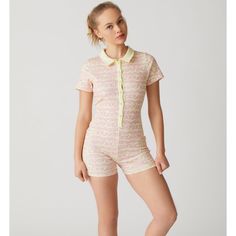 A Printed Romper In A Ribbed Knit From Ngorder. Cut Short With A Bodycon Fit. Complete With A Contrasting Collar And Button Placket At The Front. Content + Care - 100% Cotton - Machine Wash - Imported Silk Playsuit, Printed Romper, Christmas Romper, Tie Dye Jumpsuit, Black And White Romper, Formal Jumpsuit, Velvet Jumpsuit, Flare Jumpsuit, Green Jumpsuit