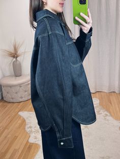 Meet your new go-to shacket! Throw on this oversized, dark wash denim button up over a dress or your favorite pair of jeans to add a chic flair to any outfit! Can even be worn as a dress if you're more petite. Have a little Canadian Tux moment and pair it with our Classic Dark Wash Jeans.100% Cotton Maclaine is 5'7 and wearing a size S/M. Dark Wash Denim, Dark Wash Jeans, Wash Jeans, Wild West, Denim Button Up, Button Up, How To Wear, Dresses