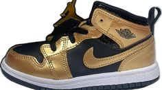 Gold Jordan Shoes For Sports, Gold Jordan Shoes With Round Toe For Sports, Gold Low-top Jordan Shoes For Sports, Gold Leather Basketball Shoes, Gold Leather Round Toe Basketball Shoes, All Black Running Shoes, Air Jordans Girls, Toddler Boy Sneakers, Jordan Spizike