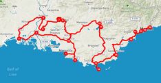 a map showing the route from cape town to portillo, with red dots pointing in different directions