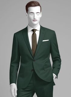 Create a staggering look for your affair that channels the intersection between luxury and simplicity. Tailored with a wool-blended fabric, our Napolean Jungle Green Wool Suit has a solid texture and a green shade that brings your exquisite personality to perfection. Plus it has stylish attributes that keep you comfortable throughout the entire day. So make your clothing experience quite memorable and wonderful with our suit that will keep up the spark in your looks.   Look Includes   Napolean Jungle Green Wool Fabric  Two Button Jacket Style  Notch Lapel   Horn Royal Black  Buttons  Single Vent  Three Cuff Buttons  Two Welted Back Pockets on Trousers    Click 'Customize Now' to modify the look if needed.   Lining: Viscose, Dry Clean, Pants can be lightly washed. Elegant Green Semi-formal Blazer, Elegant Fitted Green Blazer, Fitted Dark Green Business Suit, Elegant Green Suit With Notch Lapel, Classic Dark Green Semi-formal Suits, Elegant Green Formal Suit, Formal Dark Green Blazer With Notch Lapel, Classic Fitted Dark Green Blazer, Elegant Tailored Dark Green Blazer