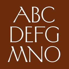 the letters abc, dfg and mno are shown in white on a brown background