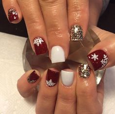 White | Cuticle Snowflakes Nail Decal Snowflakes Design, Holiday Acrylic Nails, Unghie Nail Art, Christmas Nail Art Designs, Nails Christmas, Snowflake Nails, Nails Polish, Snow Flake, Winter Nail Art