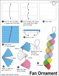 how to make an origami fan with pictures and instructions for the paper fans