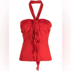 Beautiful Red Halter Top. New With Tags. Color Of The Shirt Is Red. Size 44 (Italian) Fits Me And I’m A Small Luxury Red Tops, Red Halter Neck Top For Evening, Whering App, Italian Fits, Mermaid Outfits, Halloween H20, Red Halter Top, Space Cowgirl, Backless Halter Top