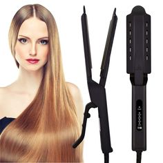 Steam Hair Straightener, Silky Shiny Hair, Really Curly Hair, Flat Iron Hair, Hair Steaming, Titanium Flat Iron, Iron Hair, Hair Straighteners Flat Irons, Hair Straightening Iron