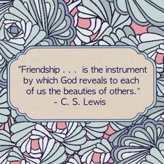 a quote from c s lewis on the theme of flowers and leaves in blue, pink, and white