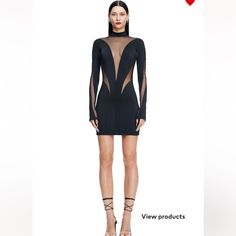 This Item Sold Out Online Immediately And Has Not Been Restocked. Chic Black Sheer Bodycon Dress, Black Sheer Mini Dress For Cocktail, Black Long Sleeve Mini Dress For Cocktail, Long Sleeve Black Mini Dress For Cocktail, Black Mini Dress For Fall Cocktail, Black Sheer Bodycon Dress For Club, Black Mini Dress For Fall Cocktail Events, Black Long Sleeve Bodycon Dress For Club, Black Fitted Club Dresses