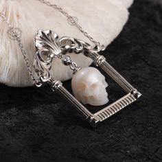 Welcome! Every piece in my shop is handmade and carefully designed and created by me. We create high quality and affordable sterling silver, gold filled and gemstone jewelry. This style also has a ring,you can match as a set. https://www.etsy.com/listing/709654197/skull-carved-pearl-ring-natural?ga_search_query=hand&ref=shop_items_search_3&frs=1&crt=1 ---------------------------------Description of the details------------------------------------ 1) Material: genuine pearl with a 925s Elegant Skull-shaped Jewelry For Gifts, Elegant Skull Shaped Jewelry For Gifts, White Gothic Skull Jewelry, Unique Skull Shaped Jewelry For Jewelry Making, Handmade Sterling Silver Skull Jewelry, White Skull-shaped Sterling Silver Jewelry, Unique Skull-shaped Sterling Silver Jewelry, White Sterling Silver Skull Jewelry, Hand Ref