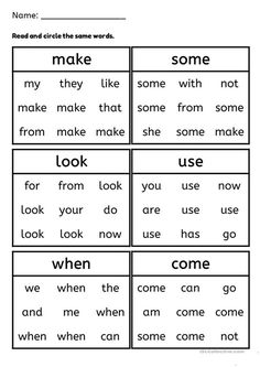 printable worksheet for reading words