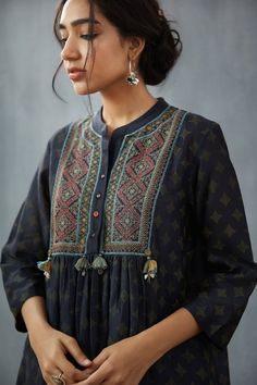 Kurta Patterns Latest, Yoke Embroidery, Kurta Pants, Wedding Shopping, Designer Kurti Patterns, Kurti Patterns, Connaught Place, Cotton Kurti Designs, Kurta Designs Women