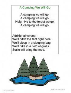 a camping we will go poster with an image of trees